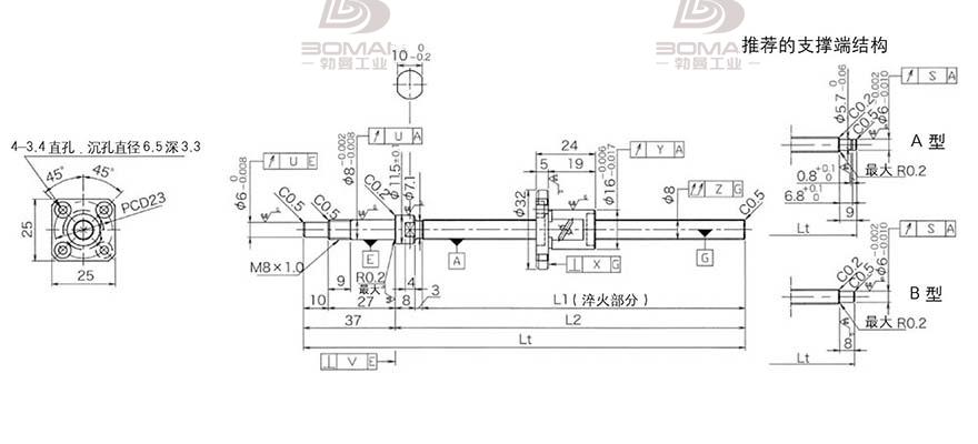 KURODA GP081FDS-AAFR-0250B-C3F 黑田丝杆型号含义对照表
